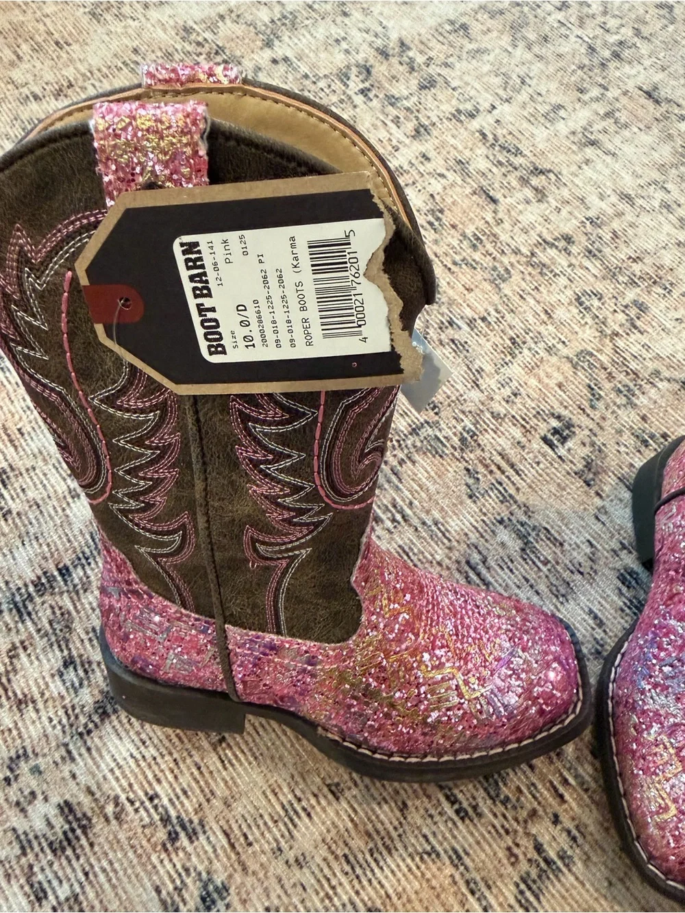 Roper Girls Pink Glitter Cowgirl Boots Size 10 – NWT
